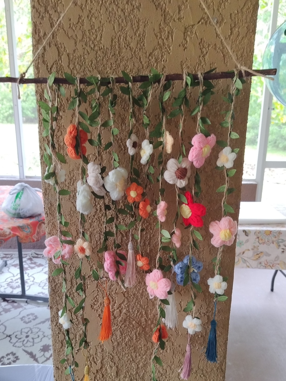 Bohemian Wall Hanging Crochet Flowers